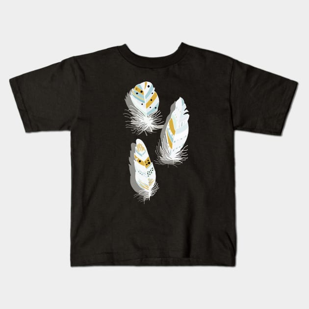 Feathers Kids T-Shirt by bruxamagica